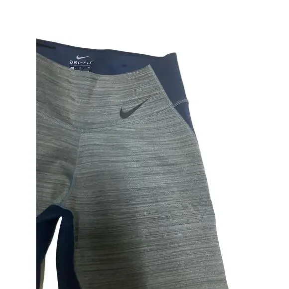 Nike Legendary Mid Rise Compression Training Tights Side Zip Grey Blue SZ Medium - Picture 5 of 8